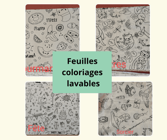 Commande feuilles de coloriages lavables